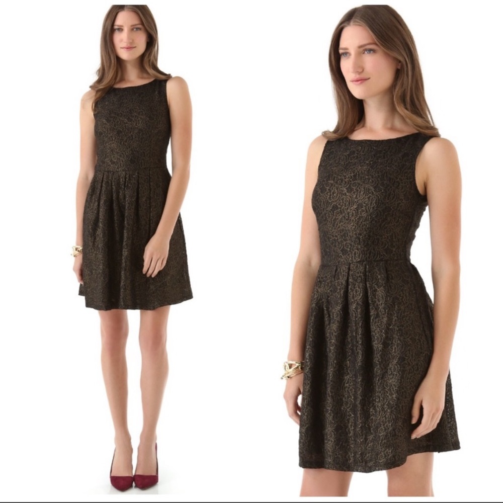 BB Dakota Metallic Nico Skater Dress Black Gold 2